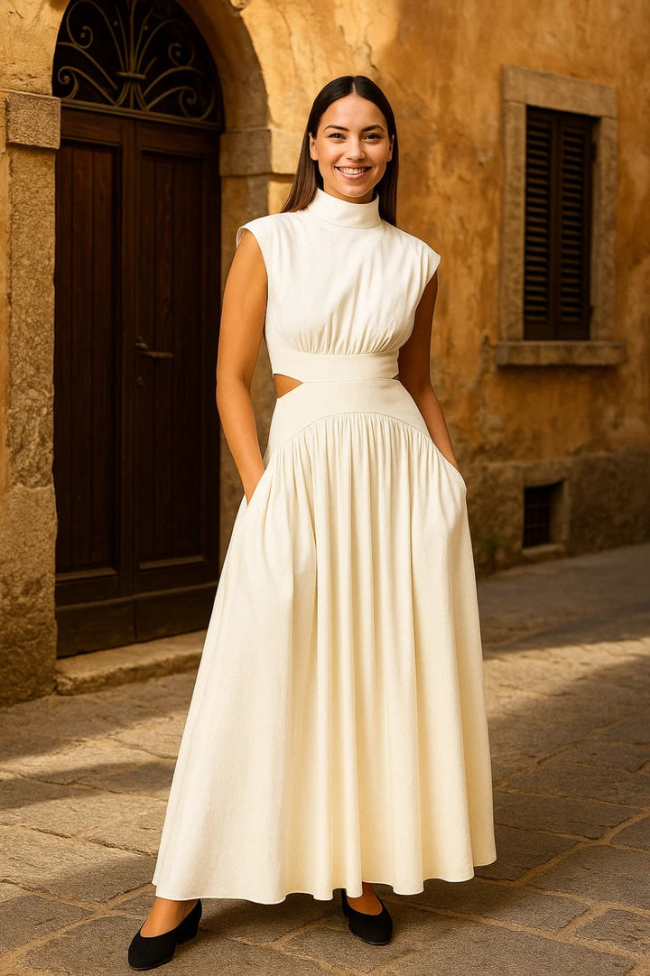 Dam Klänning | Elegant Midi | Med Cut-out | Sommar
