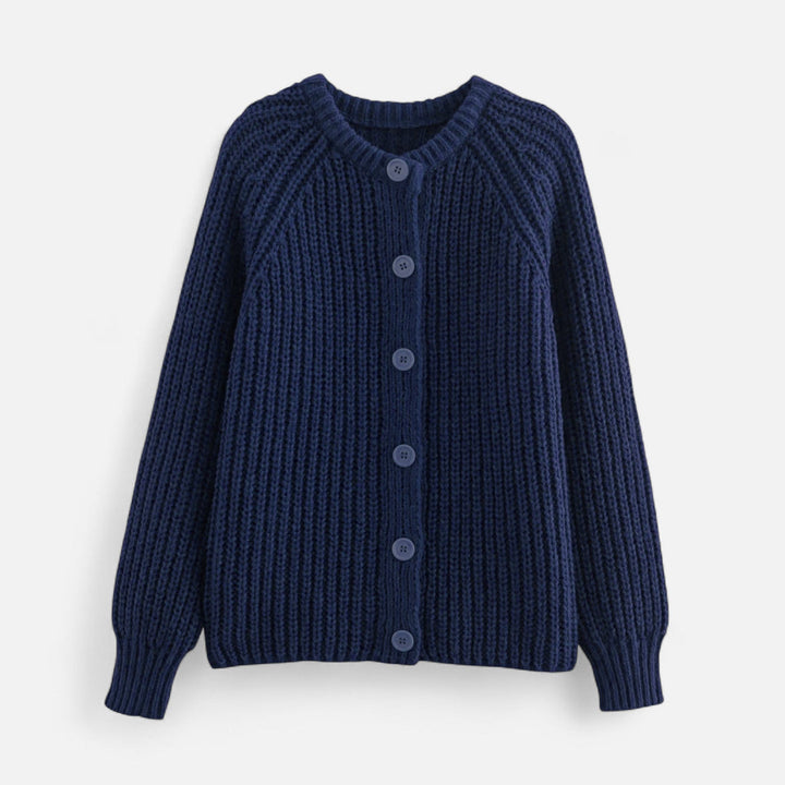 Stickad Cardigan Dam | Vintageinspirerad Kofta med Rund Halsringning | Mjuk &amp; Tidlös Stil