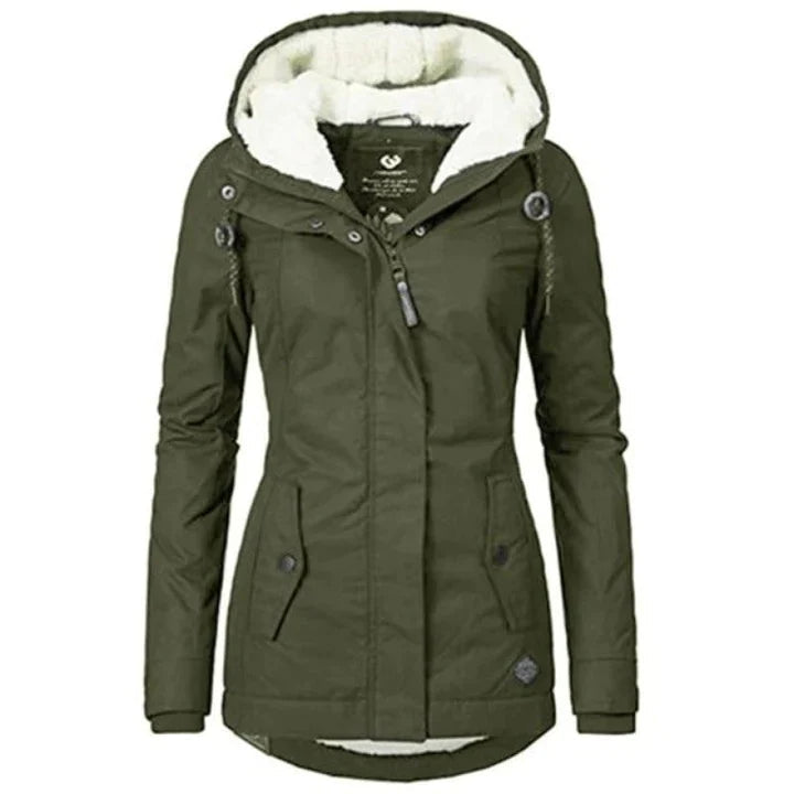 Damparka Vinter | Varm Jacka med Huva | Mellanlång Tidlös Stil