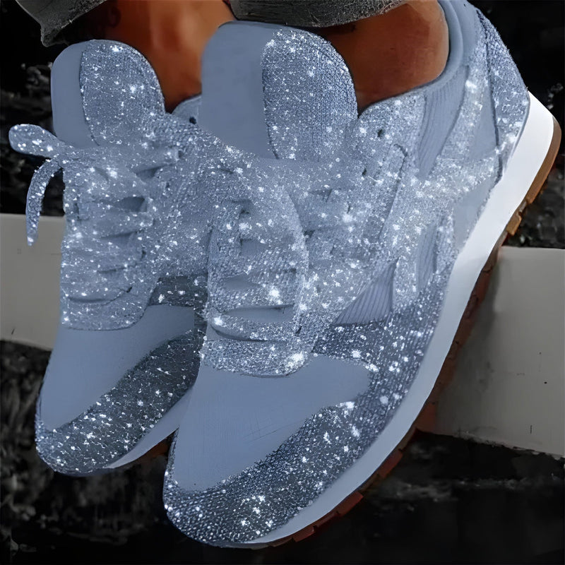 Sneakers Dam | Glittriga Mesh Skor | Casual Snörskor