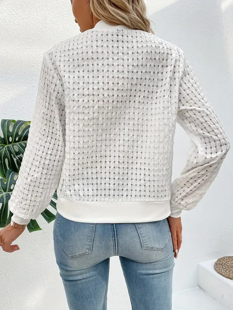 Damjacka | Polyester & Dragkedja | Baseballkrage & Långa ärmar | Casual för sommaren
