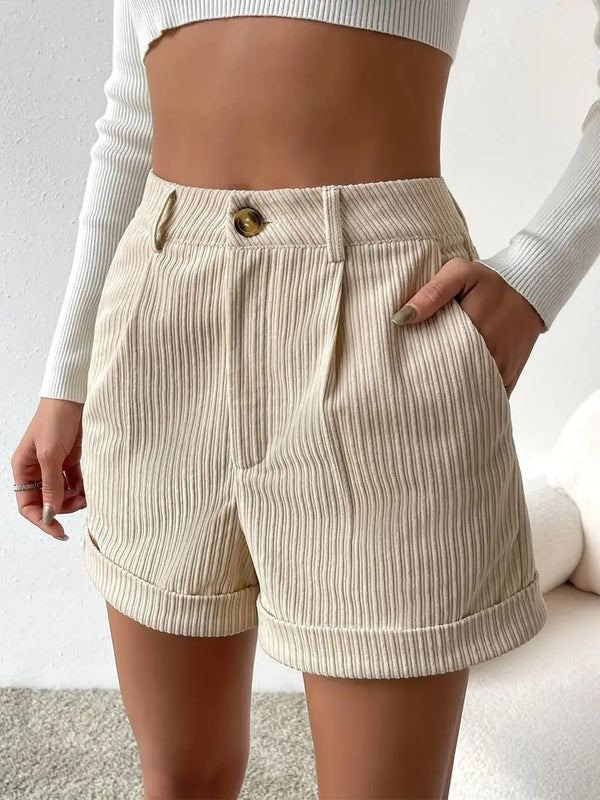 Dam Shorts | Casual Polyester | Sidofickor & Dragkedja | Enfärgad