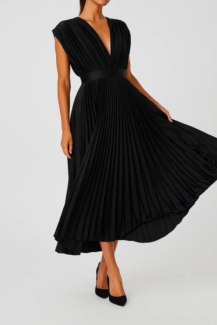 Dam Klänning | Elegant | V-ringning Plisserad | Sommar