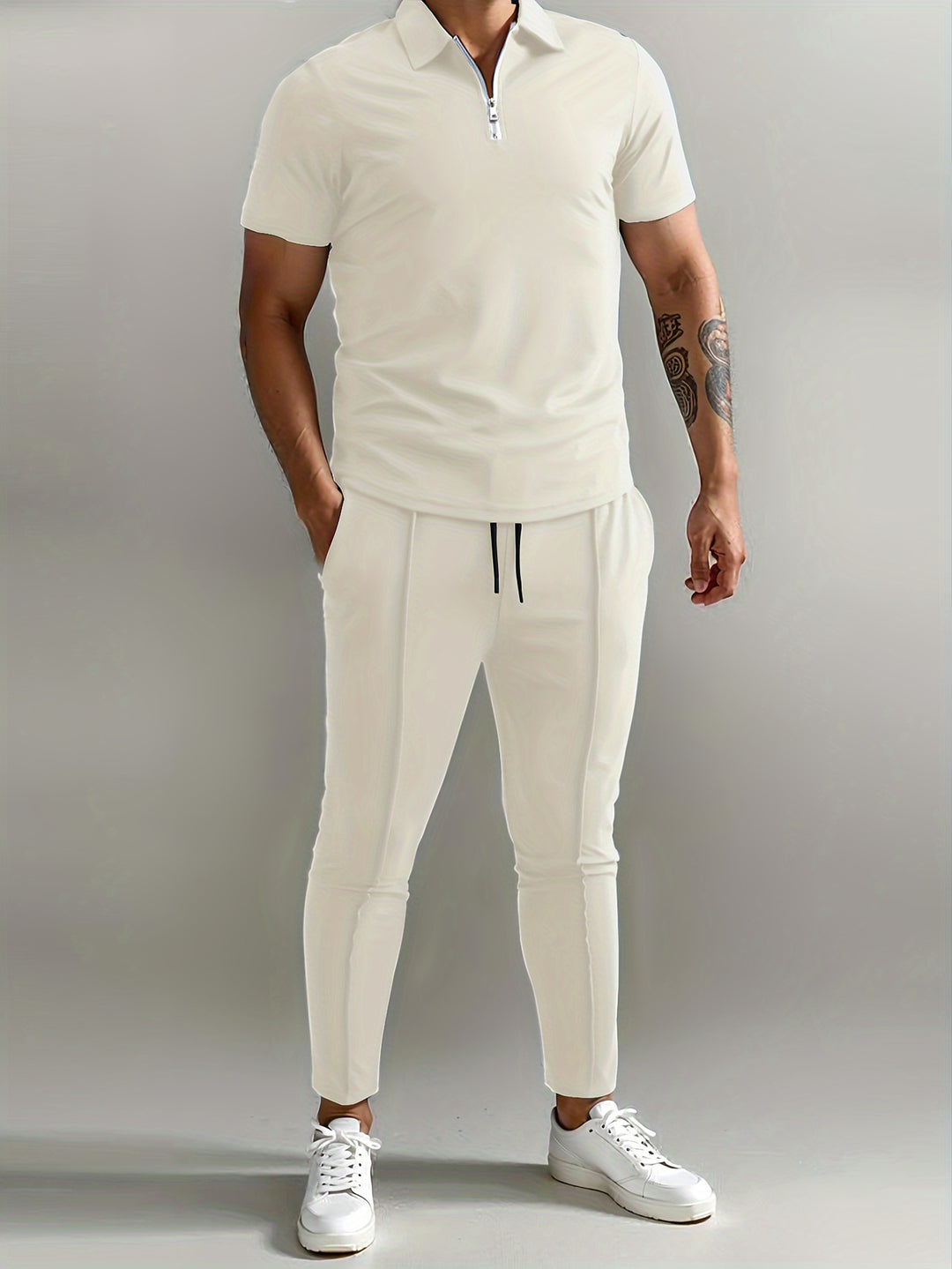 Herrar Set | Slimfit | Med Dragkedjekrage | Sommar