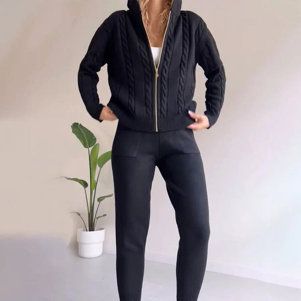 Kvinnor Tvådelat Set | Varmt & Bekvämt | Avslappnad Passform | Stilren Loungewear