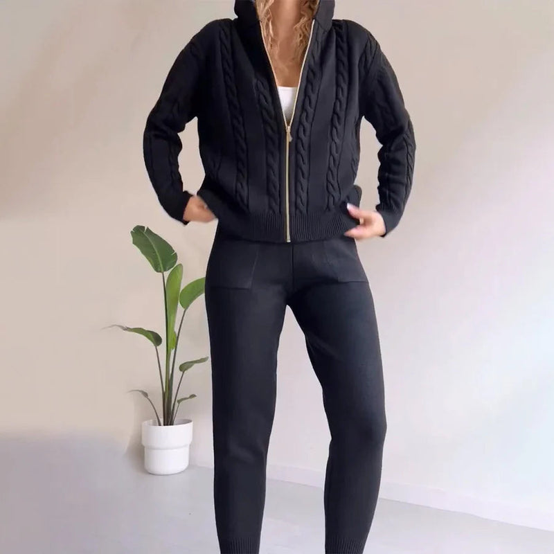 Kvinnor Tvådelat Set | Varmt & Bekvämt | Avslappnad Passform | Stilren Loungewear