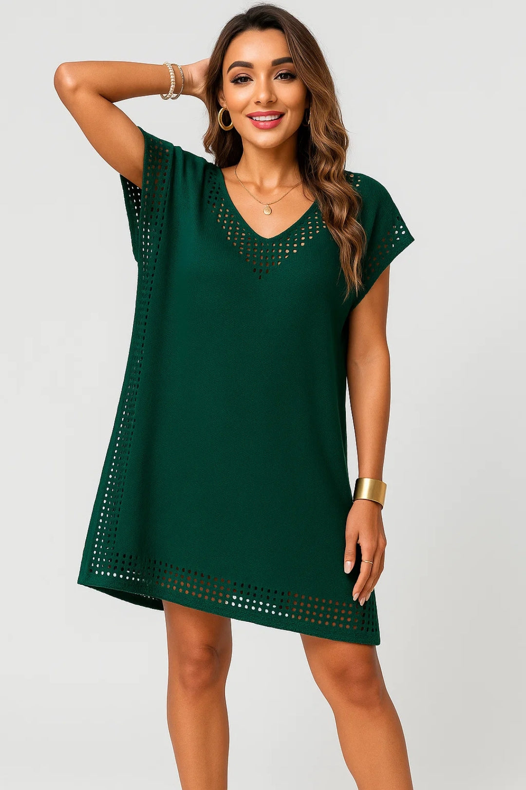 Dam Strandklänning | Oversized Bohemisk | Kort Ärm | Sommar