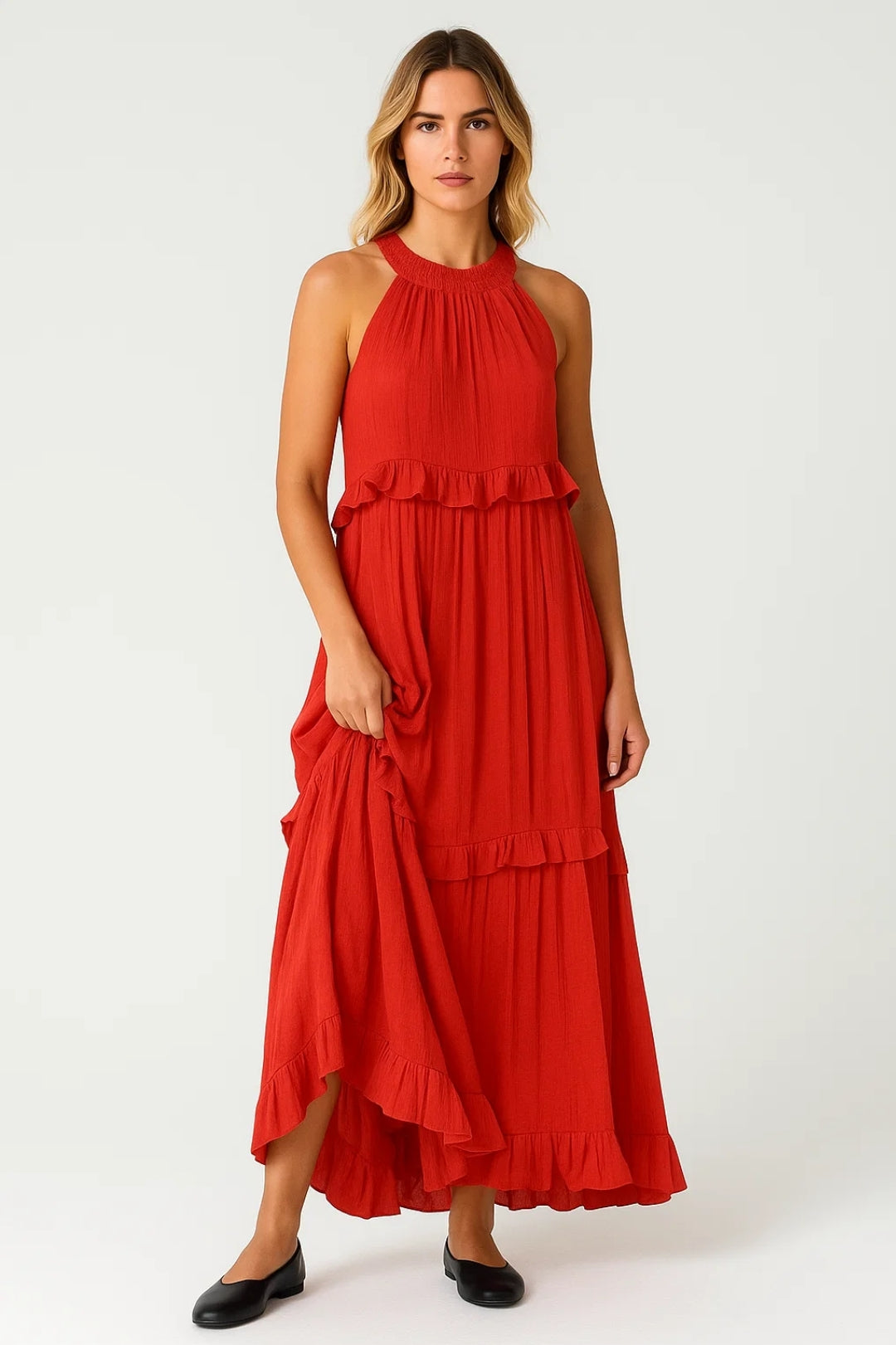 Dam Klänning | Elegant | Volangdetaljer | Sommar