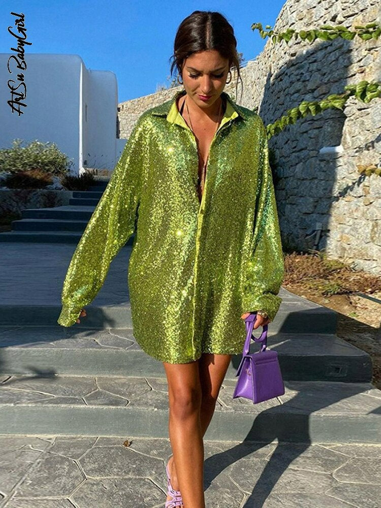 Blus för Kvinnor | Oversized Passform | Trendig & Bekväm | Glittrig Detalj