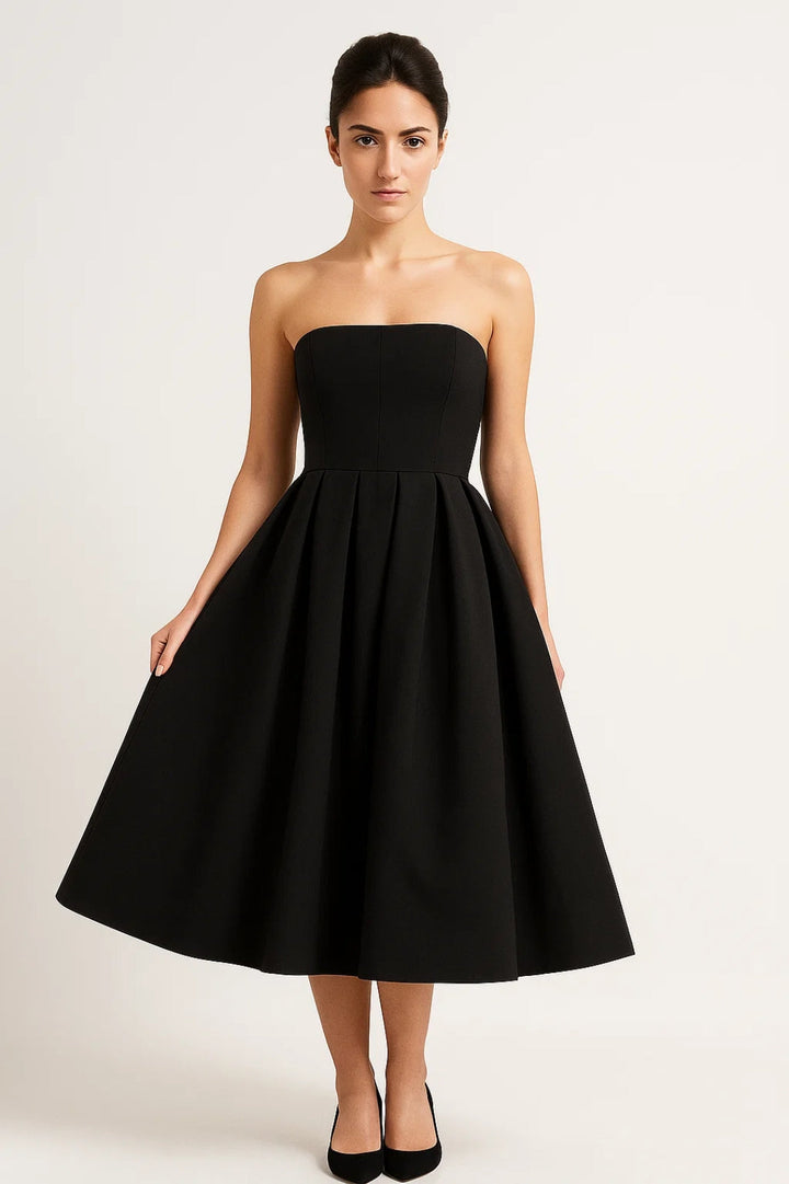 Dam Klänning | Elegant | Strapless | Plisserad Kjol | Sommar