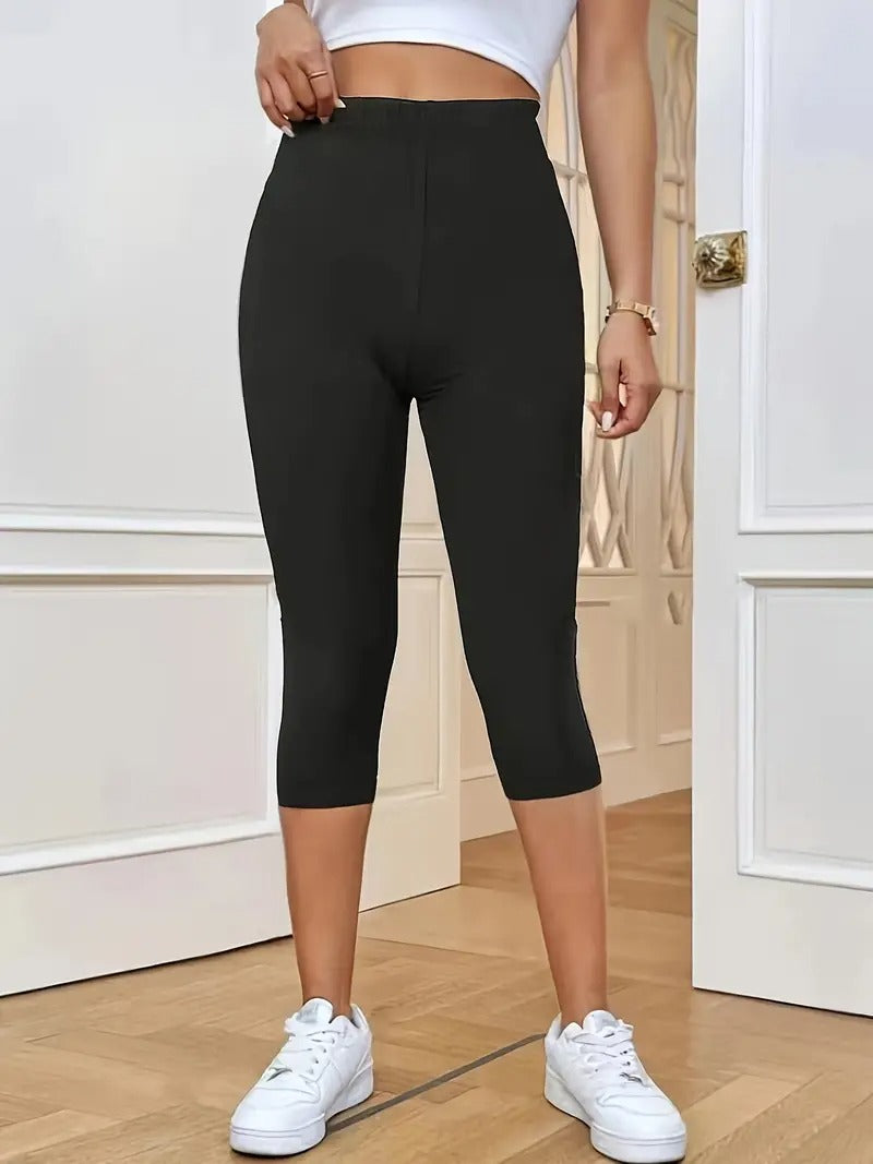 Dam Leggings | Hög Midja | Stretch & Capri Längd | Bekväma Vardagsbyxor