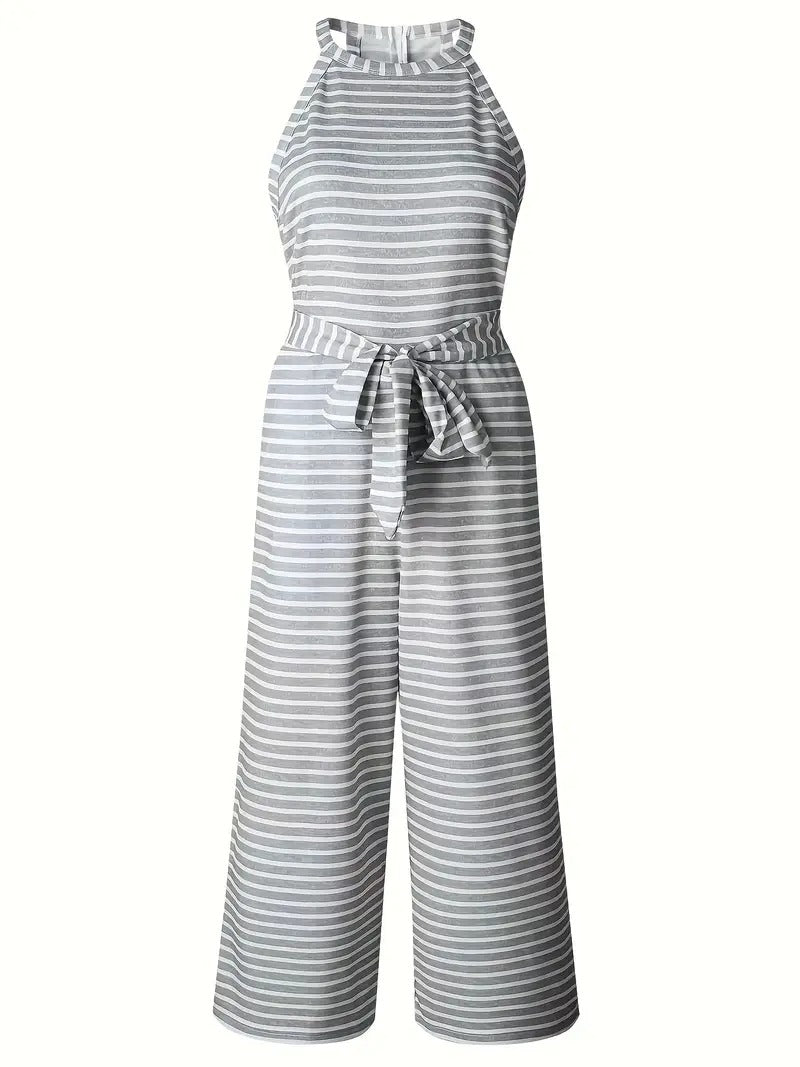 Dams Jumpsuit | Mönstrad Mouwlös &amp; Hög Midja | Vida Byxor | Sommar/Vakation