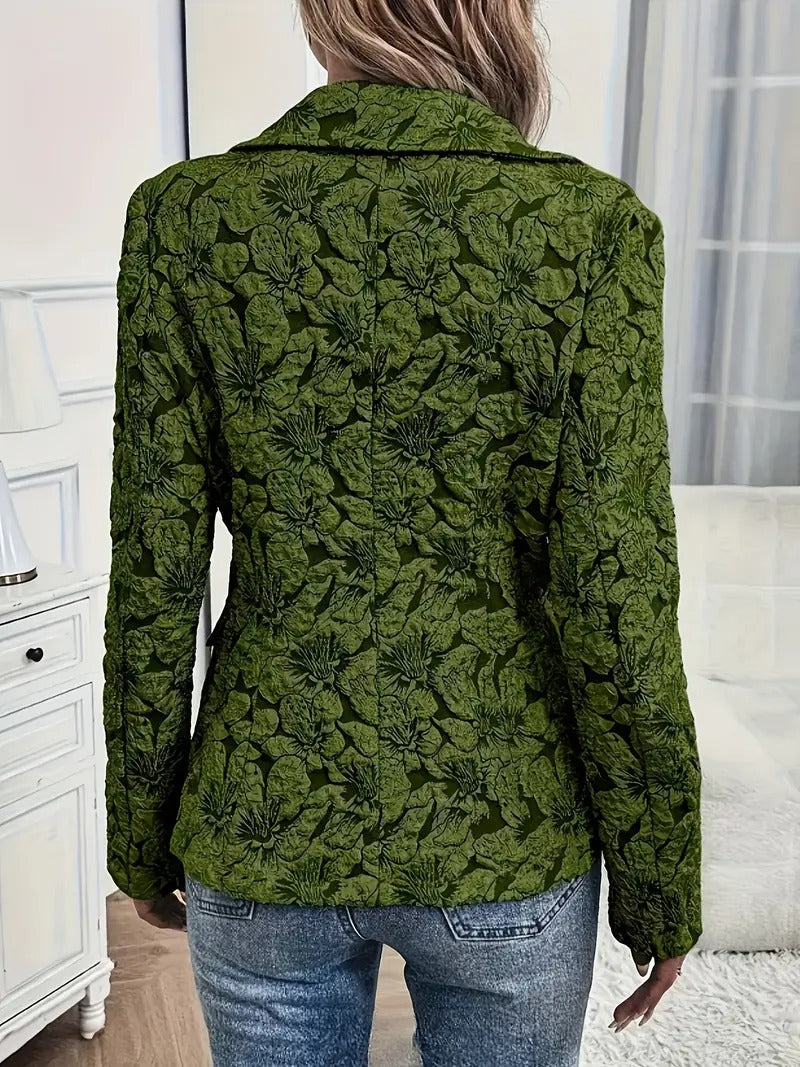 Blazer för kvinnor | Blommigt tryck & ljusrosa design | Enradig spänne & uppslagskrage | Vår-sommar