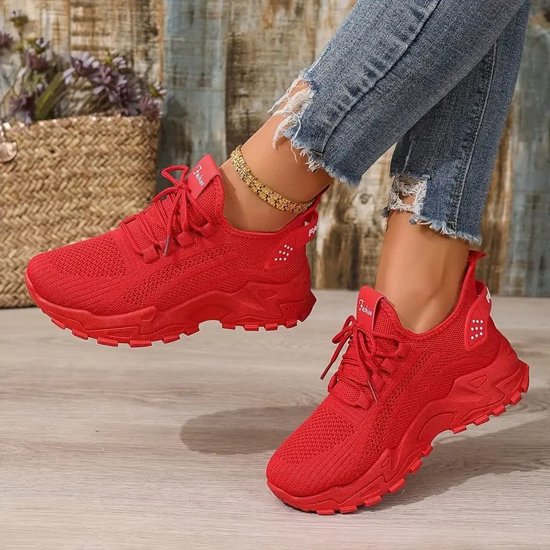 Sneakers för kvinnor | Sommar Mesh & Snörning | Bekväma låga löparskor