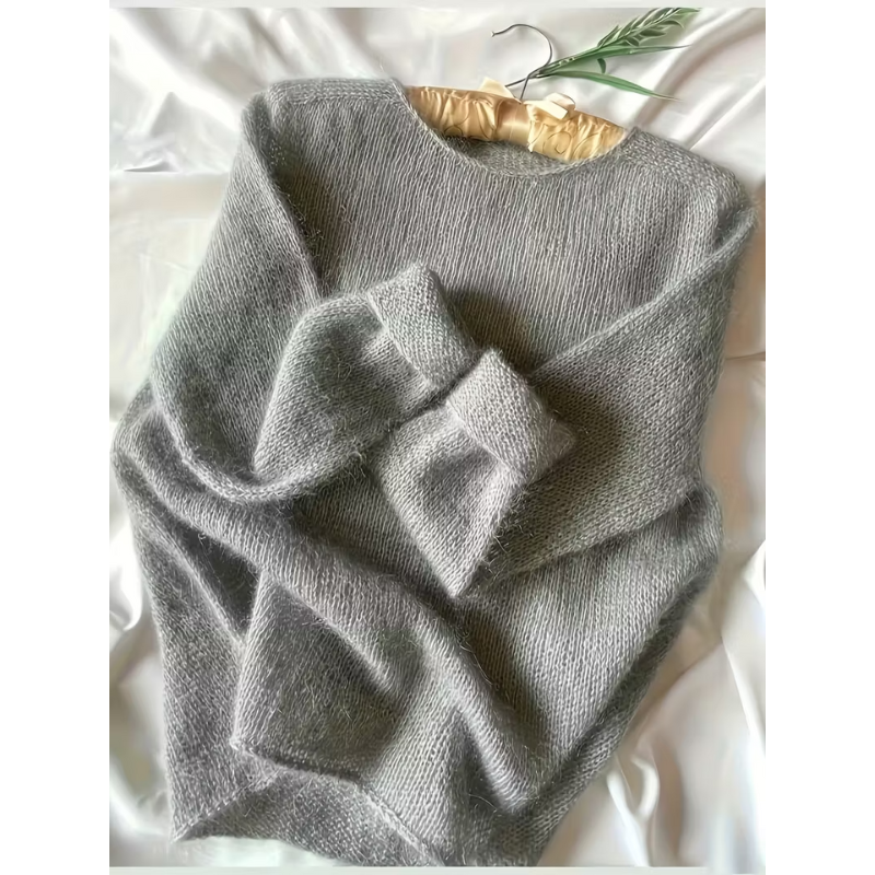 Stickad Tröja | Rundhals | Casual och Lätt Damtröja