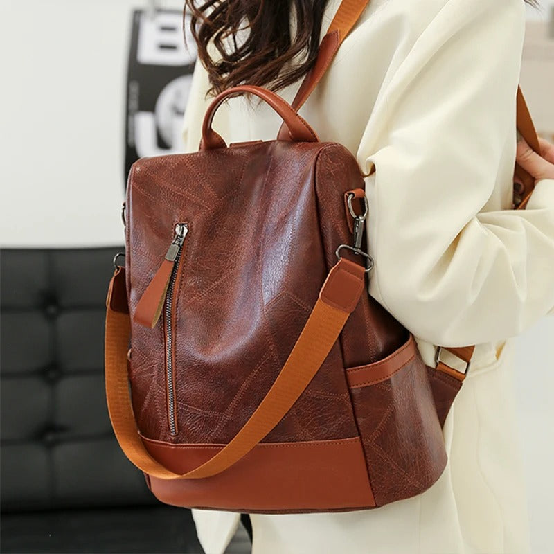 Ryggsäck för kvinnor | Stöldskyddad design | Elegant och rymlig | PU-läder