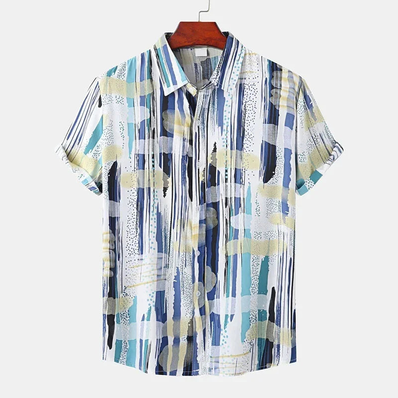 Herr Skjorta | Kortärmad | Abstrakt Print | Sommar