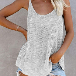 Dam Topp | Ärmlös Stickad Blus | Sommarstil