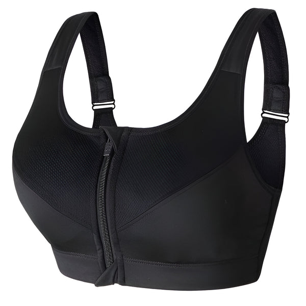 Dam Sport-BH | Frontdragkedja & Justerbara Band | Plus Size & Shockproof | Träning & Yoga
