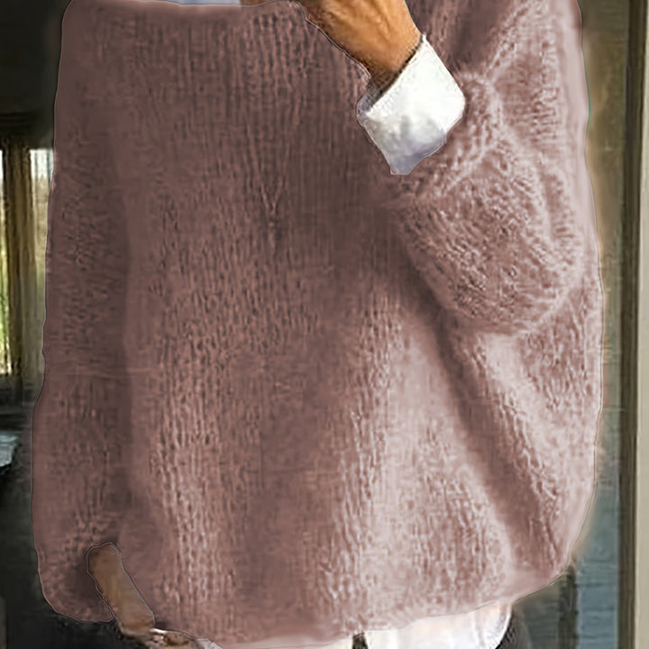 Dam Stickad Tröja | Långärmad med Rund Hals | Lös Passform &amp; Casual Stil