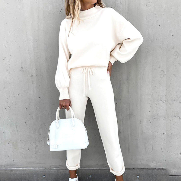 Tvådelat Set för Dam | Löst Sittande Sweatshirt & Pennbyxor | Bekväm Loungewear