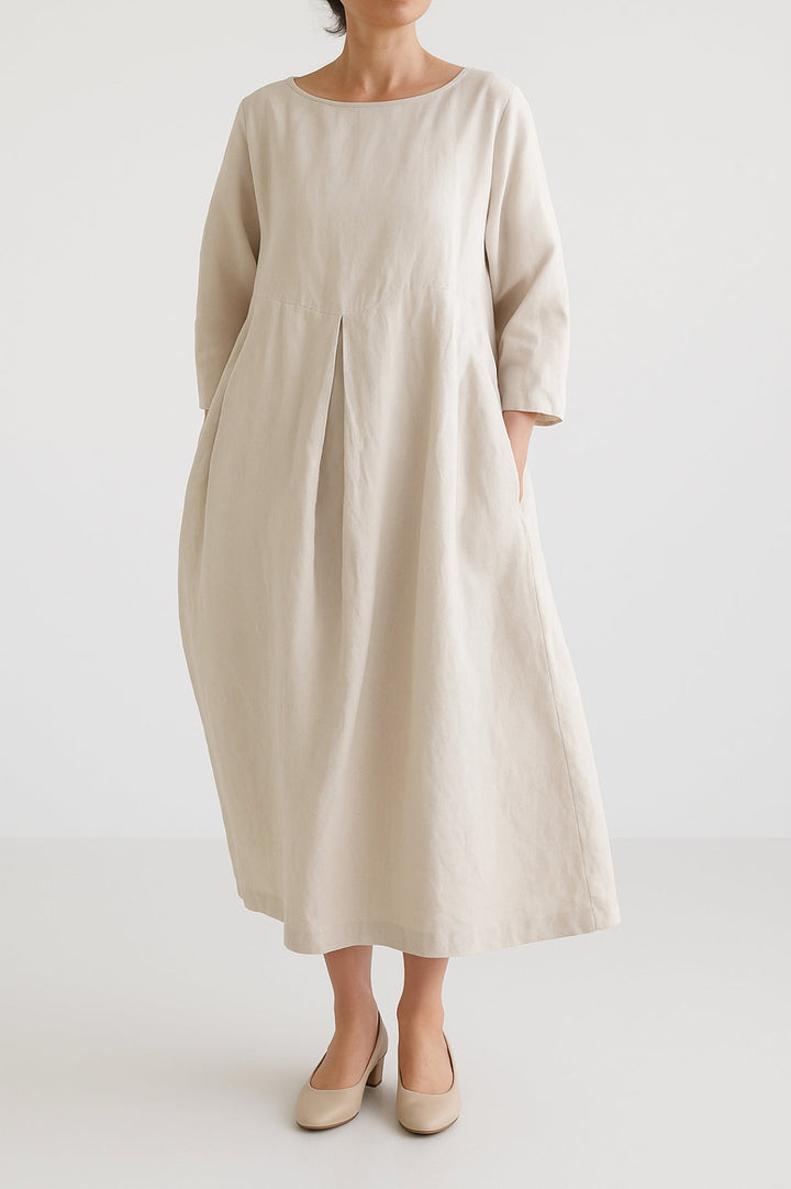 Dam Klänning | Oversized | Rund Hals 3/4 Ärm | Sommar