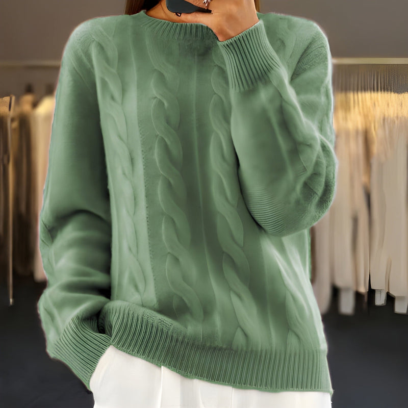 Stickad Tröja Dam | Varm Jumper | Rundhalsad