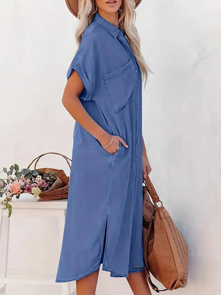 Denimklänning för kvinnor | Fladdermusärmar | Enkelt stilren | Djärv look