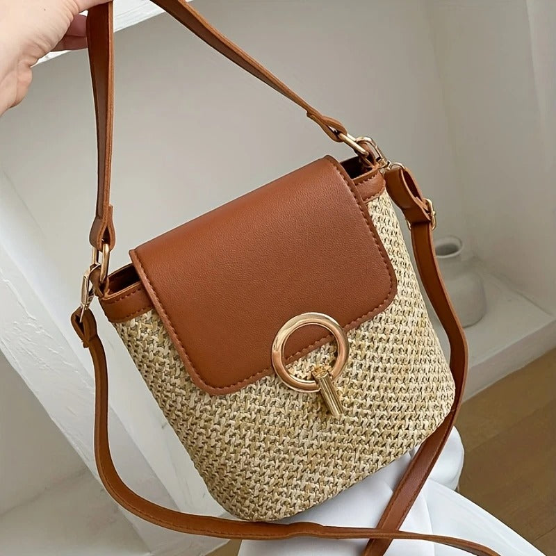 Stråväska för kvinnor | Chic vävd design | Säker förslutning | Casual & korsväska