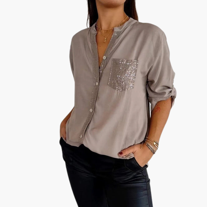 Dam Blus | Elegant | Med Knappar | Vår