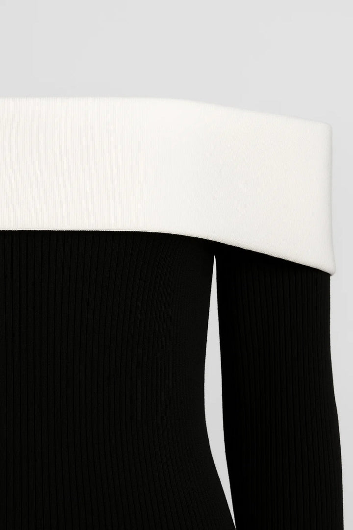Dam Klänning | Slimfit Off-shoulder | Kontrastdetalj | Sommar