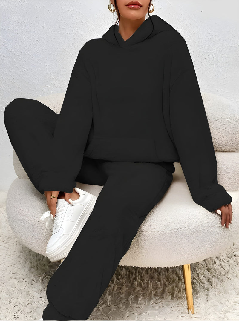 Damset med Huvtröja | 2-Delat Set | Långärmad Hoodie & Byxor | Polyester