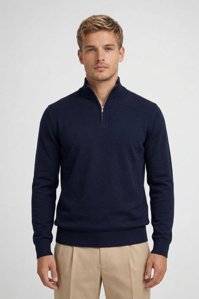 Herr Tröja | Slimfit Elegant | Halv Dragkedja