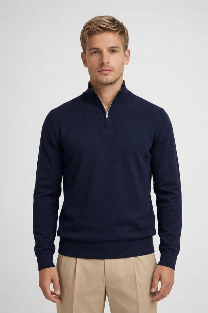 Herr Tröja | Slimfit Elegant | Halv Dragkedja
