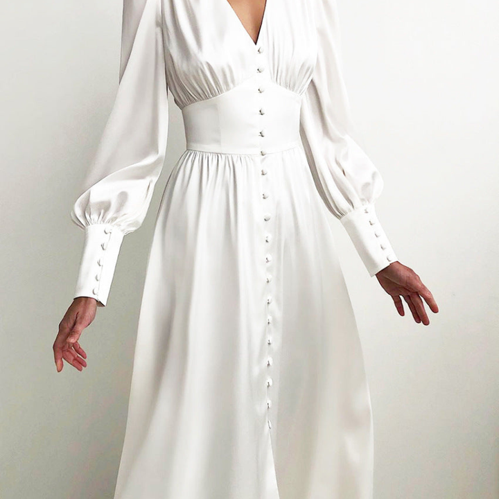 Festklänningar | Puffärmad Midiklänning | Elegant Stil