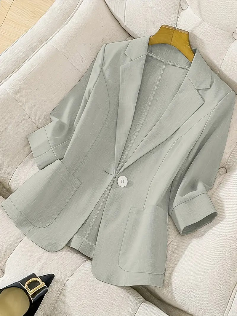 Blazer för kvinnor | Chic polyester och ankelrad design | Fickor och hack i kragen | Sommar