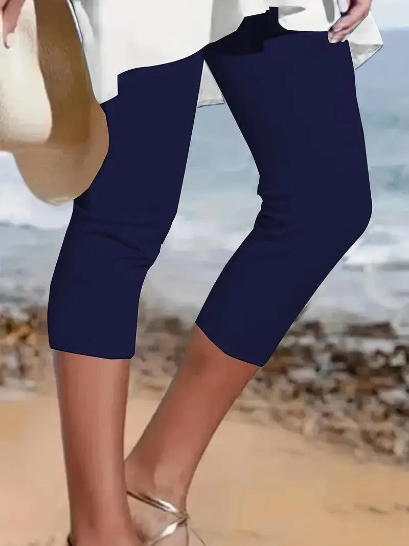 Damleggings | Enfärgade Capri | Croppad & Bekväm för Vår & Sommar
