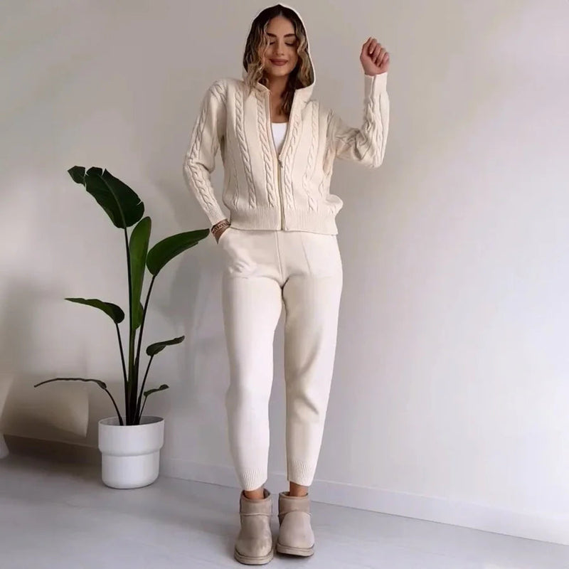 Kvinnor Tvådelat Set | Varmt & Bekvämt | Avslappnad Passform | Stilren Loungewear