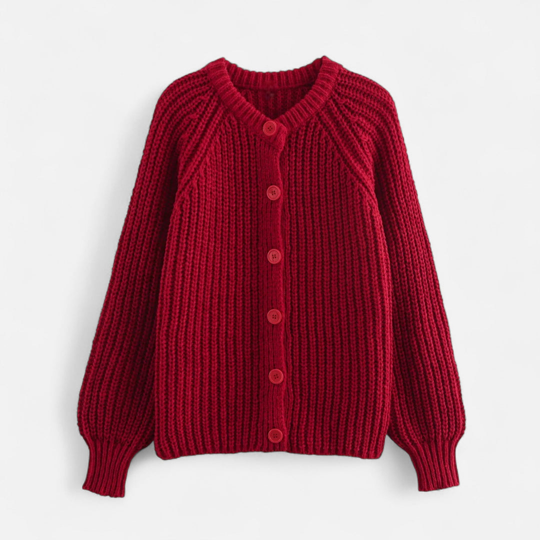 Stickad Cardigan Dam | Vintageinspirerad Kofta med Rund Halsringning | Mjuk &amp; Tidlös Stil