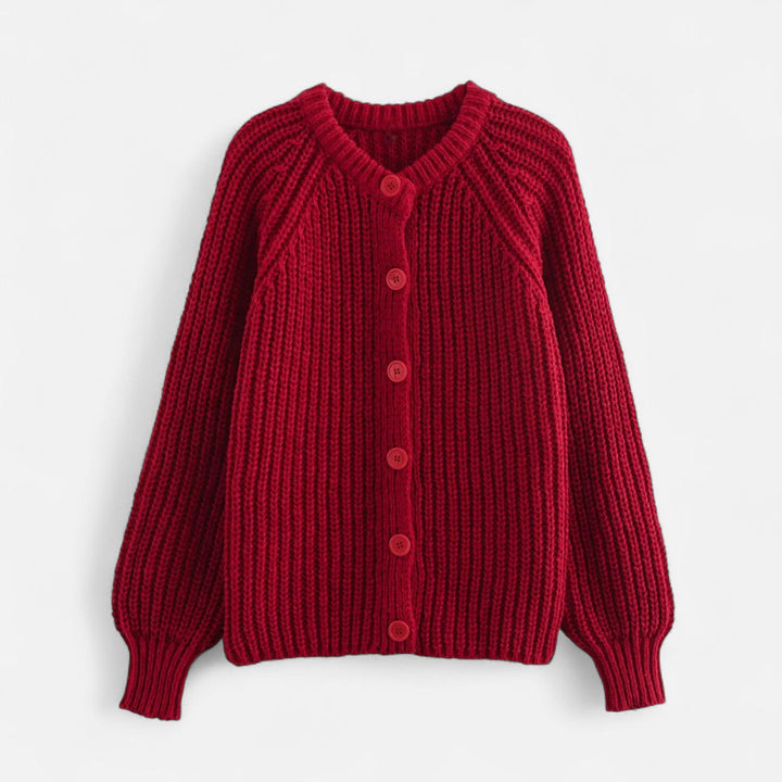 Stickad Cardigan Dam | Vintageinspirerad Kofta med Rund Halsringning | Mjuk &amp; Tidlös Stil