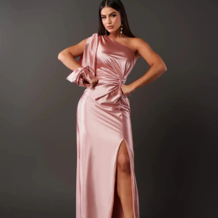 Klänning Maxi | Elegant One-Shoulder Maxiklänning | Slits | Festklänning