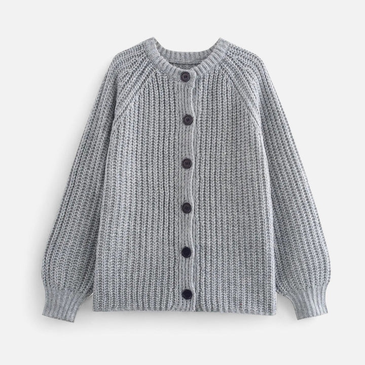 Stickad Cardigan Dam | Vintageinspirerad Kofta med Rund Halsringning | Mjuk &amp; Tidlös Stil