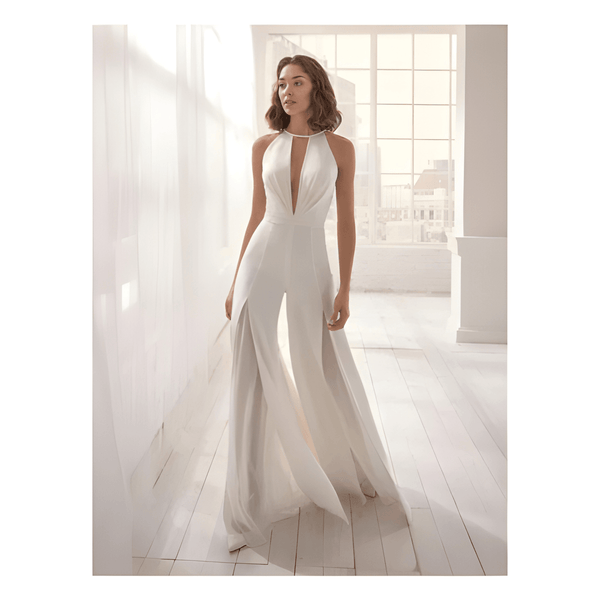 Elegant Jumpsuit för Dam | V-Ringning & Rygglös Design | Smickrande Passform | Polyester