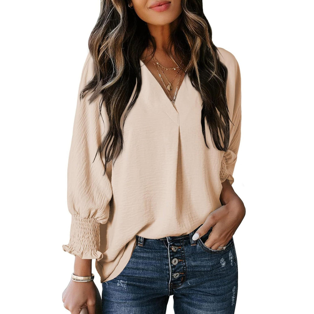 Dam Blus | Elegant | V-ringning | Sommar