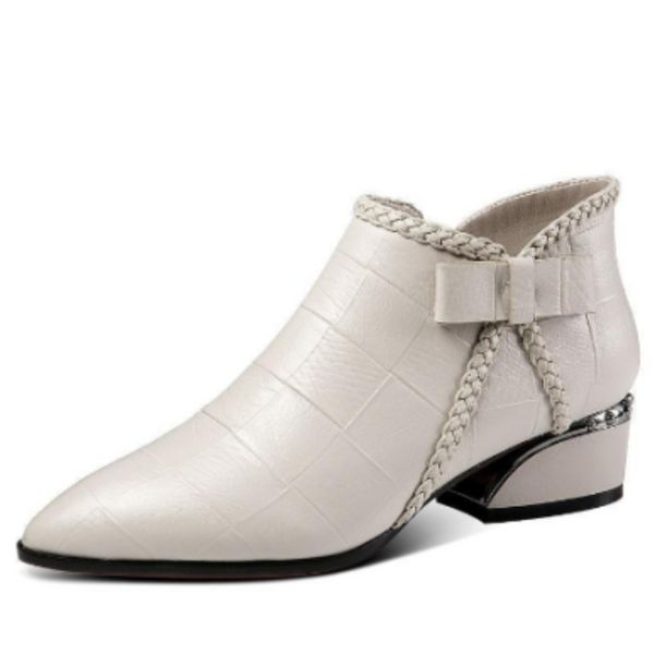 Ankelboots för Dam | Låg Klack & Elegant Design | Bekväm Passform | Syntetiskt Läder