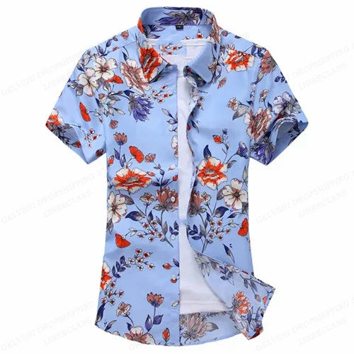 Herr Skjorta | Rosmönster | Iögonfallande Design | Sommar