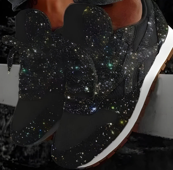 Sneakers Dam | Glittriga Mesh Skor | Casual Snörskor