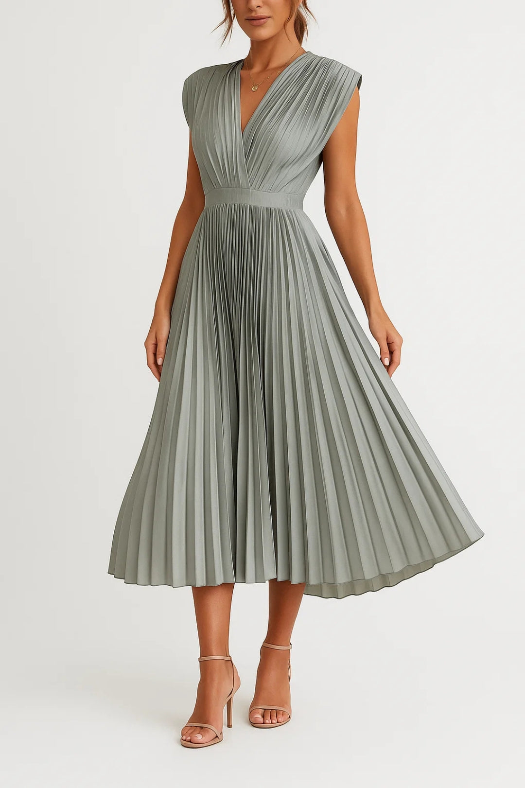 Dam Klänning | Elegant | V-ringning Plisserad | Sommar