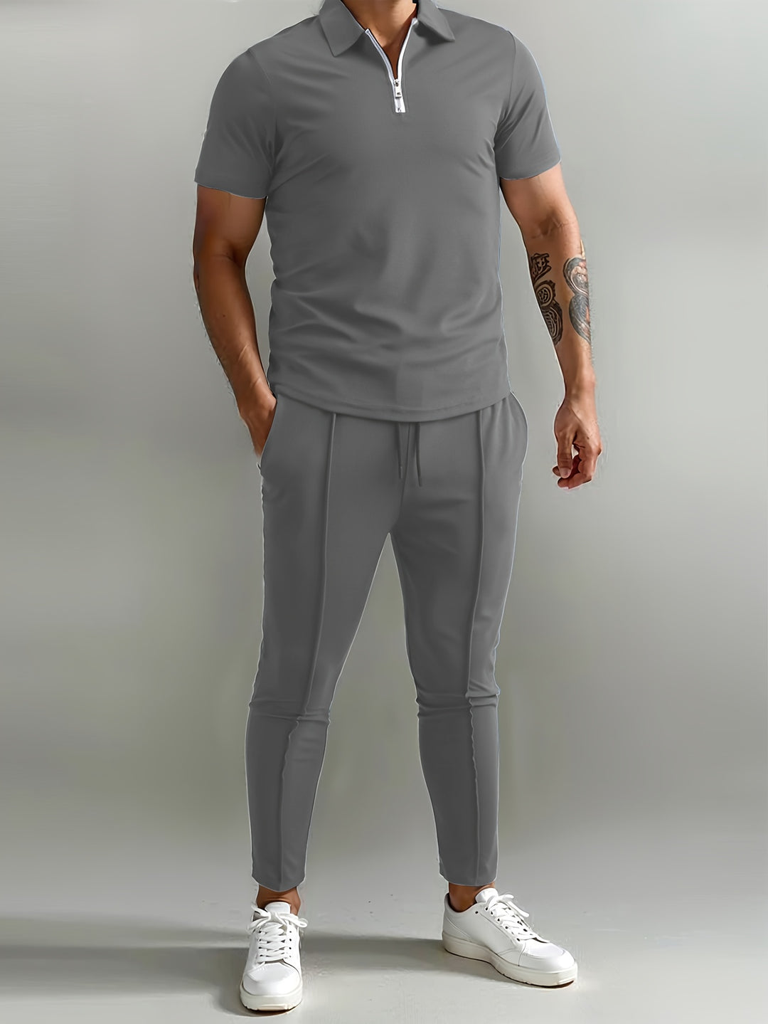 Herrar Set | Slimfit | Med Dragkedjekrage | Sommar
