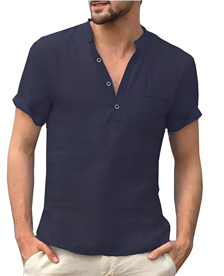 Herr T-shirt | Avslappnad | Knappar | Sommar